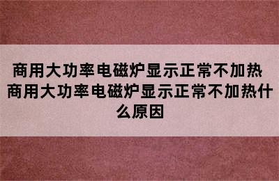 商用大功率电磁炉显示正常不加热 商用大功率电磁炉显示正常不加热什么原因